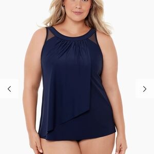 Miraclesuit Ursula Illusion Navy Blue Tankini Top